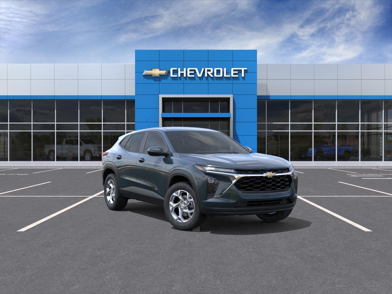 2026 Chevrolet Trax LS in Cypress Gray — front three-quarter view