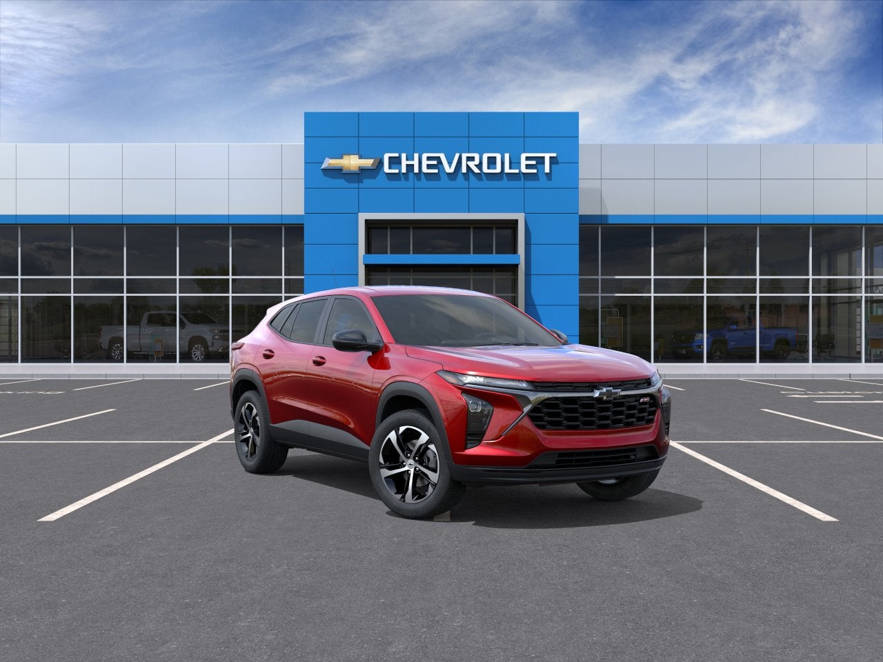 2026 Chevrolet Trax 1RS in Apex Red — front three-quarter view