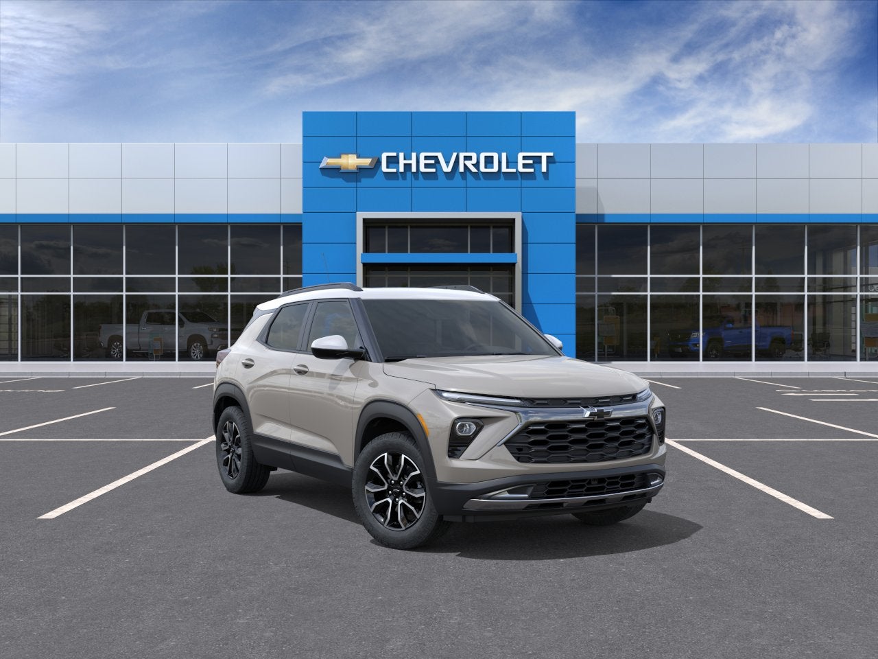 2026 Chevrolet Trailblazer ACTIV in White Sands — front three-quarter view